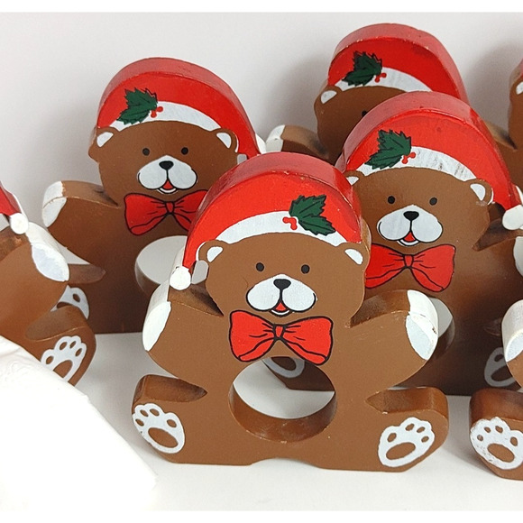 11 + 2 Vintage Wooden Painted Holiday Christmas Bear Napkin Holders READ - Picture 3 of 7